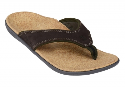 Dép nam sức khỏe Leather Dark Brown